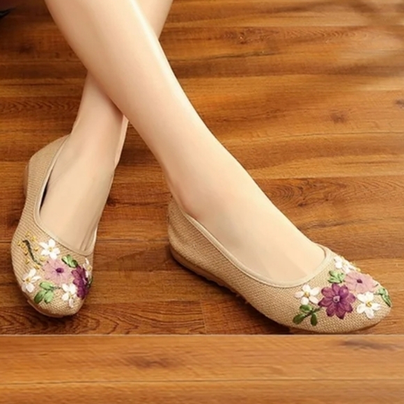 Hand Crafted Shoes - LELINTA Women's 6/6.5 USShoes Floral Loafers Shoes Slip On Round Toe Ballet Flat